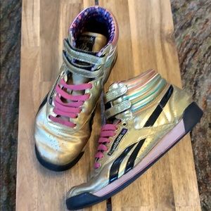 gold reebok high tops